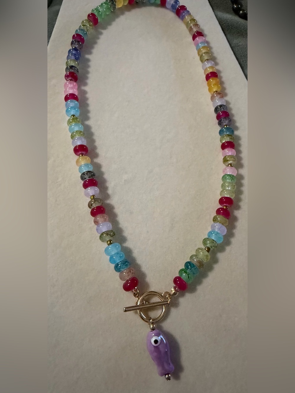 Free People Bead Necklace with Fish Charm